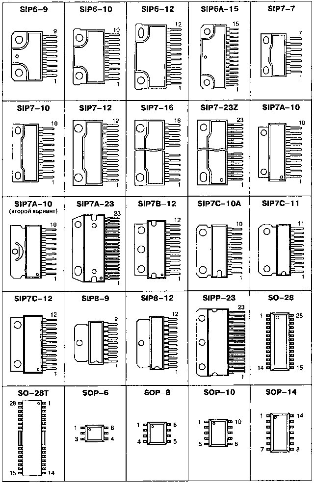 Чертежи корпусов импортных микросхем